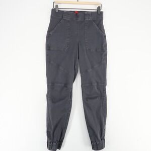 Spanx Stretch Twill Cargo Jogger Pants Womens S Washed Gray High Rise Ankle Zip